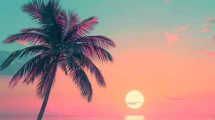 Fototapeta premium Tropical sunset with palm trees