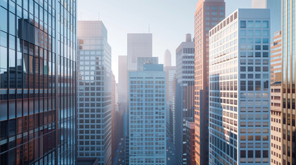 Fototapeta premium Skyscrapers in a big city financial district. Background image. Created with Generative AI technology.