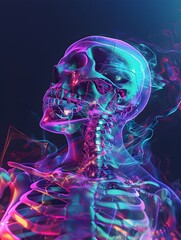 Obraz premium Radiant X Ray Portrait with Pulsing Circulatory System and Vibrant Skeletal Frame