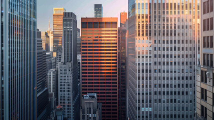 Obraz premium Skyscrapers in a big city financial district. Background image. Created with Generative AI technology.