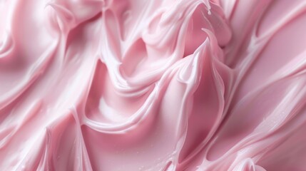 Fototapeta premium Macro shot of smooth, pink cream with a luxurious texture, emphasizing the richness and softness of the product.