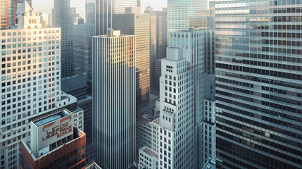 Fototapeta premium Skyscrapers in a big city financial district. Background image. Created with Generative AI technology.