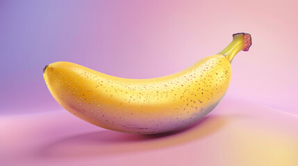 Fresh ripe banana isolated on a vibrant yellow background, perfect for food and health-related concepts and designs, real banana isolated on gradient background.