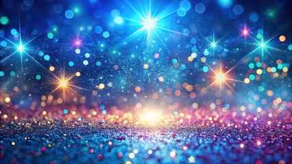 Colorful glitter lights texture on blue background creating a magical light show, glitter, lights, texture, colorful
