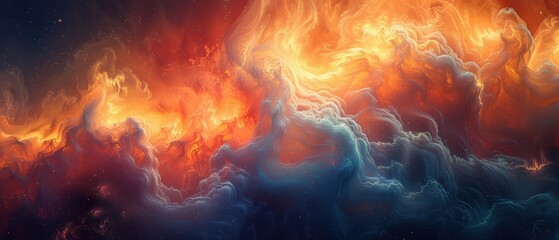 An ethereal, abstract depiction of the atmosphere, with swirling patterns and colors representing air pollution and its effects. 