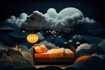 A comfortable bed for sleeping in clouds