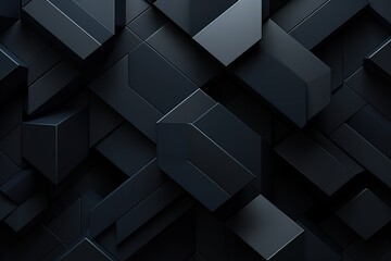 Modern minimal black random shifted cube geometrical pattern background flat lay top view from above, 3D illustration