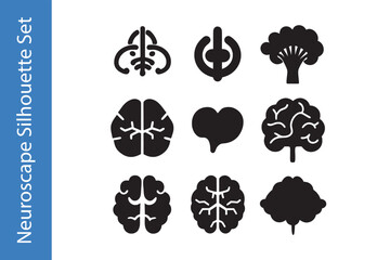 Neuroscape Silhouette Set with editable vector, 