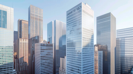 Fototapeta premium Skyscrapers in a big city financial district. Background image. Created with Generative AI technology.