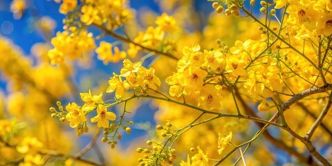 Yellow flowers of the palo verde tree blooming in the spring