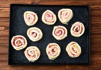 Homemade Puff pastry pinweel ( rolls ) Mini pizza