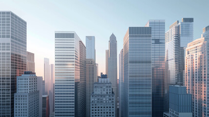 Obraz premium Skyscrapers in a big city financial district. Background image. Created with Generative AI technology.