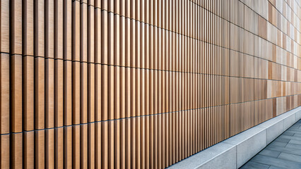 Brown natural wooden wall with vertical stripes