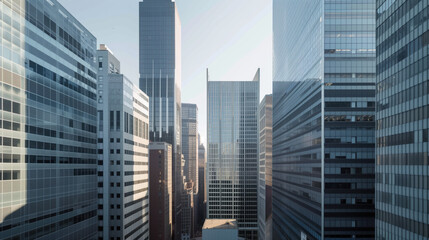 Obraz premium Skyscrapers in a big city financial district. Background image. Created with Generative AI technology.