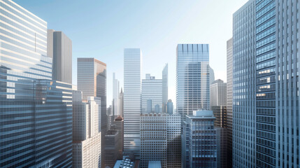 Skyscrapers in a big city financial district. Background image. Created with Generative AI technology.