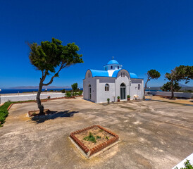 View of church in Kefalos region during daylight, Kos island, Greece. 