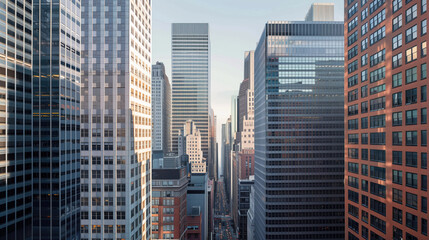 Obraz premium Skyscrapers in a big city financial district. Background image. Created with Generative AI technology.