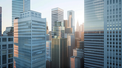 Obraz premium Skyscrapers in a big city financial district. Background image. Created with Generative AI technology.