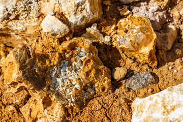 Siliceous rocks lying among limestone and clay in the open air