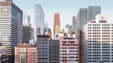 Obraz premium Skyscrapers in a big city financial district. Background image. Created with Generative AI technology.