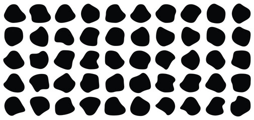 Organic blobs set icon. Abstract fluid black blob shape vector set. Modern liquid irregular blob shape elements graphic flat style.  Different drops, simple water forms.