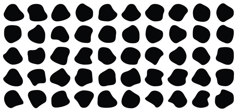 Organic blobs set icon. Abstract fluid black blob shape vector set. Modern liquid irregular blob shape elements graphic flat style.  Different drops, simple water forms.