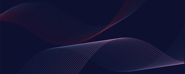 Dark abstract background with glowing wave moving line