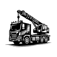 Naklejka premium mobile crane logo design for construction