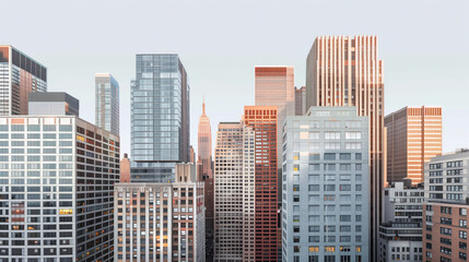 Fototapeta premium Skyscrapers in a big city financial district. Background image. Created with Generative AI technology.