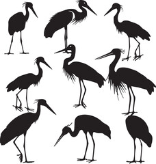 illustration of a stork Silhouette Vector 