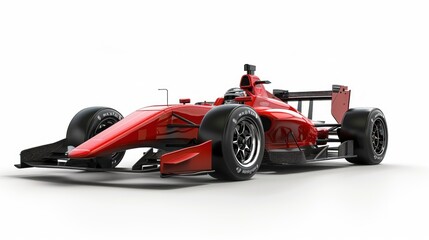 Red Formula One Race Car on White Background