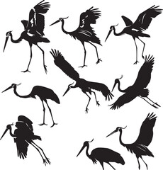 illustration of a stork Silhouette Vector 