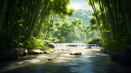 Bamboo Forest river summer sunlight