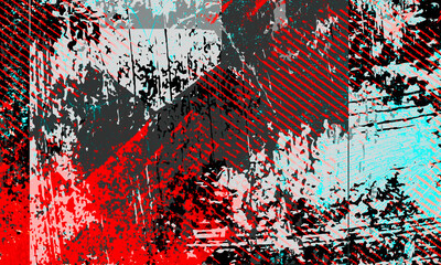 Abstract grunge wallpaper harm your screen. Red glitch noise on black texture has dust scratches....