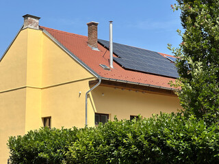 Solar panels on the top of a building