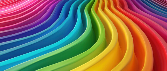 Abstract colorful texture with shapes of lines colors, spectrum of rainbow colored wavy paper stripes with 3d gradient background pattern illustration