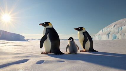 Fototapeta premium two penguins on the snow