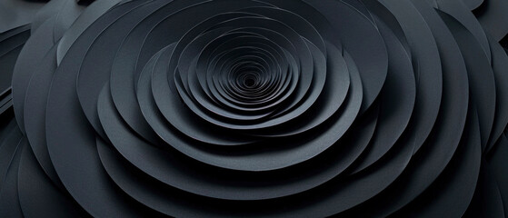 Obraz premium Black gray abstract elegant luxury curve, curves round papercut, satin, silk, or fabric, overlapping 3d soft paper texture background wall for presentation design or business illustration