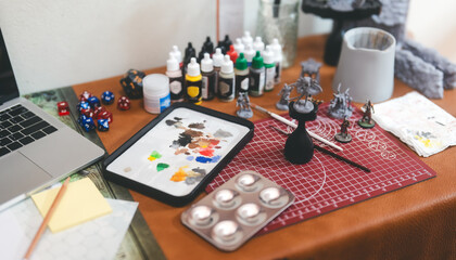 Miniatures figure painting acrylic colour hobby with board games and role playing craft with passion