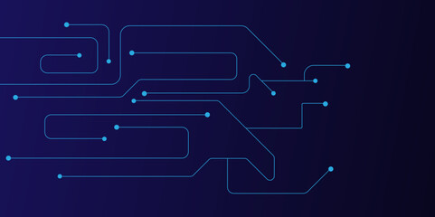 Vectors High-tech connection system on a blue background. Technology digital circuit board background. Technology black circuit diagram.