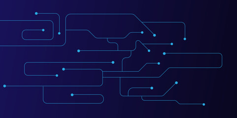 Vectors High-tech connection system on a blue background. Technology digital circuit board background. Technology black circuit diagram.