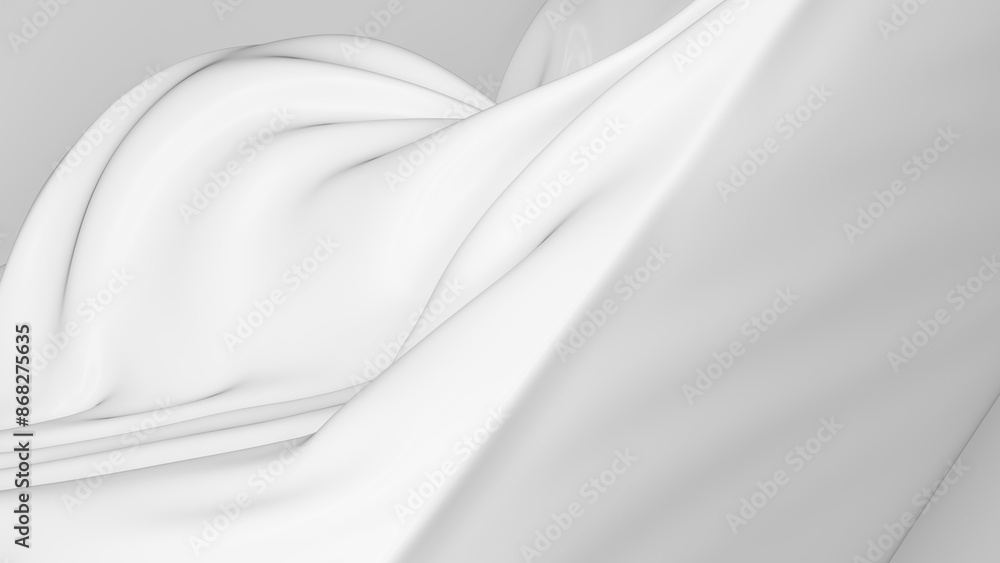 Poster flowing soft cloth pattern white gray smooth crushed texture background 3d illustration render digit