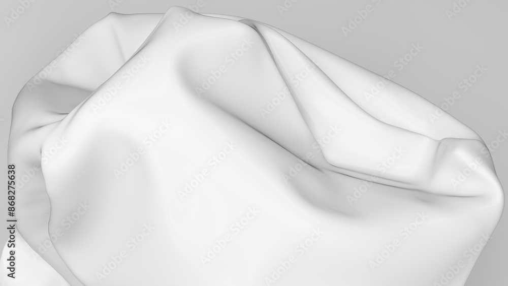 Poster flowing soft cloth pattern white gray smooth crushed texture background 3d illustration render digit