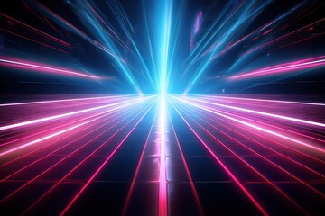 Obraz premium 3d render, abstract neon Light background. Bright purple violet pink lines glowing in ultraviolet light,geometric design modern sci-fi fantasy.