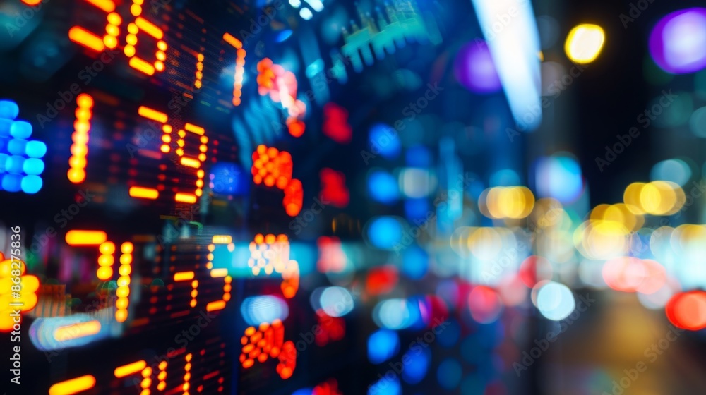 Leinwandbilder a close-up of a computer screen with a real-time stock ticker, showing rapid changes in stock prices