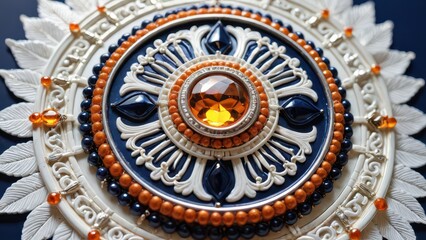 Orange and Blue Beaded Mandala.