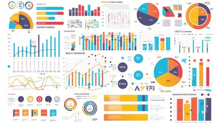 A colorful infographic with various charts and graphs, used for visually representing complex information in a simple way.
