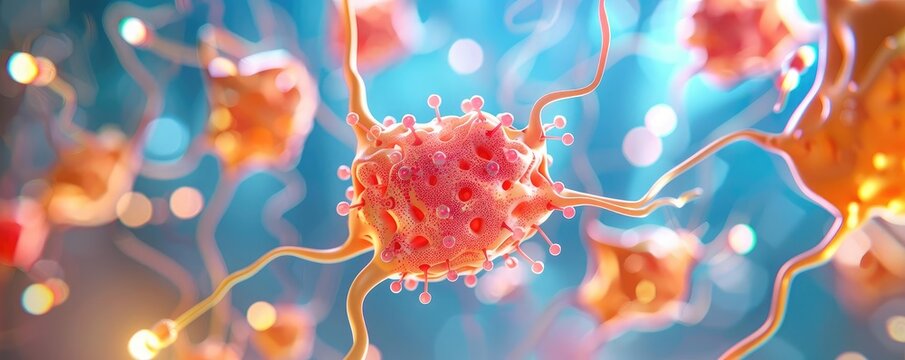 Synapses transmitting neurotransmitters, nervous system, intricate biological illustration