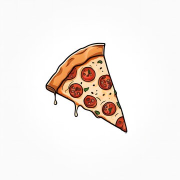 Delicious pizza slice with cheese and pepperoni illustration. Perfect for logo and menu design.