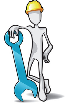 paperman with helmet and wrench